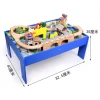 Customized Creative Kids Toys Simulation Wooden Diy 3d Train Toy Set With Wooden Table