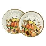 Customized green floral happy birthday paper plate paper dishes plates