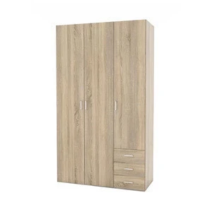 Customized Modern 3 Door MDF Wood Wooden Clothes Wardrobe With 3 drawers
