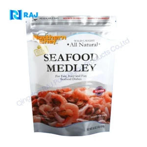 Customized Printed Logo Three Side Seal Back Seal Plastic Frozen Food Packaging Bag for Ice Cream Fish Chicken Package