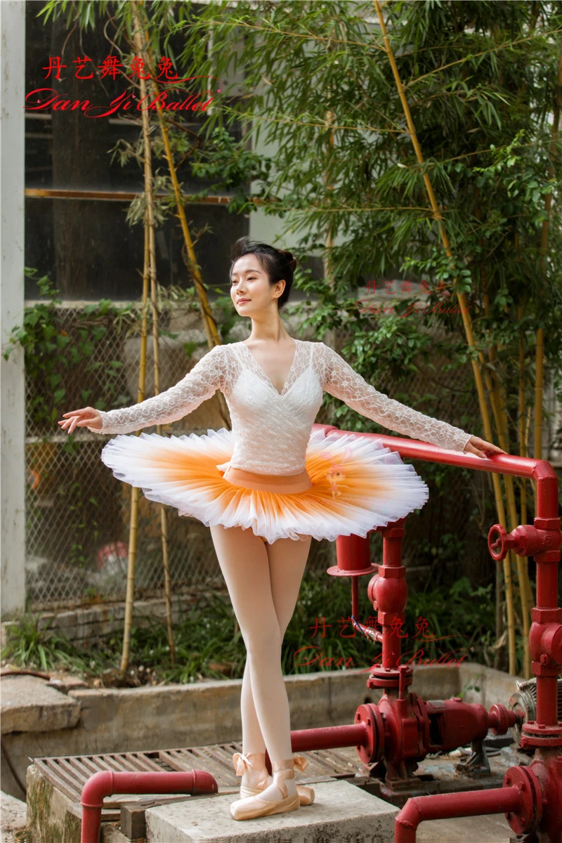 DanyiBallet Professional Women Adults Dance Performance Wear Half Ballet Tutu Pancake  7 Layers Training Skirt
