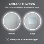 Defogger Mirror Manufacturer Wall Mounted Round Acrylic Framed Bathroom LED Mirror with Led Light