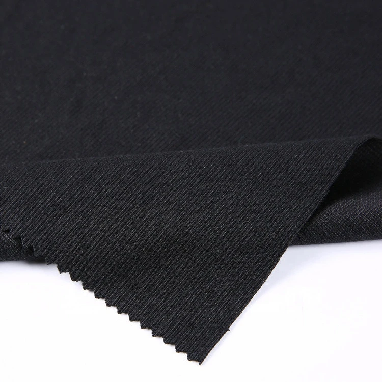 Design your own stoff 95% polyester 5% spandex black weft rib fabric knitted rib