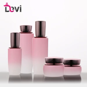 Devi 30g 50g 50ml 130ml 100ml Fancy pink glass jars and bottles for cosmetics luxury skincare container packaging