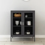 Dining Room Furniture Metal Side Storage Cabinet Mesh Door Sideboard Design