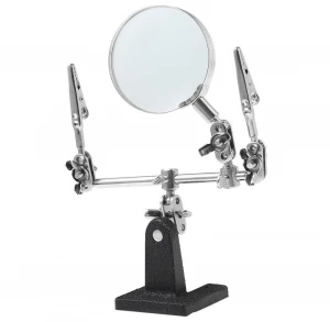 DIY Adjustable Third Hand Soldering Work Desk Helping Hand Magnifier With 5X Magnifying Glass