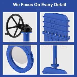 DMZ373H-10C  Carbon Steel WCB Bevel Gear Non Rising Stem Wafer Type Manual Knife Gate Valve
