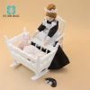 Doll House Wooden Cradle Miniature Bassinet Mini Maid Dolls&Little Baby Toy Furniture living Room Sets