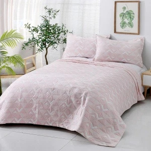Double 100% cotton &amp; middle 100% polyester bed sheet fabric three layer blanket
