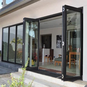 Double glazing bi fold door Accordion aluminum glass patio exterior bifold doors