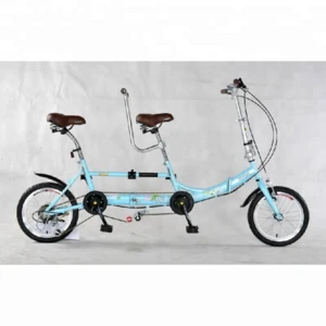 Double seat folding tandem bike for sightseeing leisure adult tandem bike
