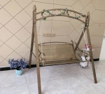 Double wrought iron swing outdoor rocking chair patio swing