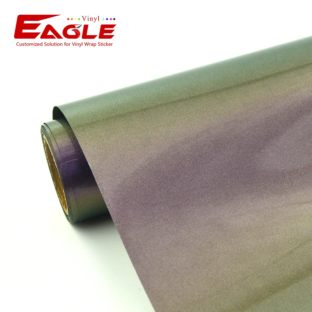 Eagle wholesale Easy Weed Sticky Backing Film Glitter Vinyl Clothing T-Shirt Chameleon Purple Gold Heat Transfer Vinyl Rolls
