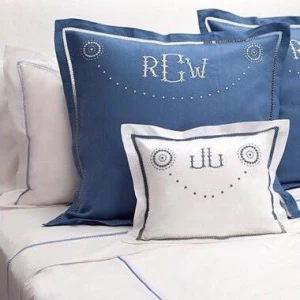 Embroidery hand blue cushion cover