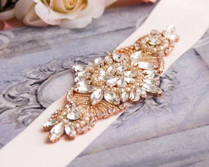 EsliebCrystal Pearls Bridal Belt Hand Beaded Wedding Belts Silver Rhinestones Bridal Sash For Wedding Dresses  bridal belt