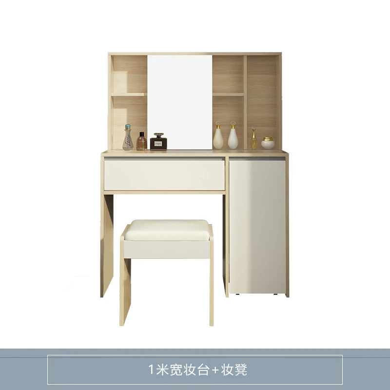 European Modern Dresser Furniture Bedroom Wood Simple Make-up Dressing Table with Mirror and Stool
