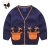 Import european style brass buckle moose pattern baby sweater 100% cotton custom clothes with pocket for baby boy from China