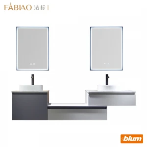 FABIAO salle de bain complete  mdf bathroom cabinet ready made mirror bathroom furniture vanity cabinet with double sink