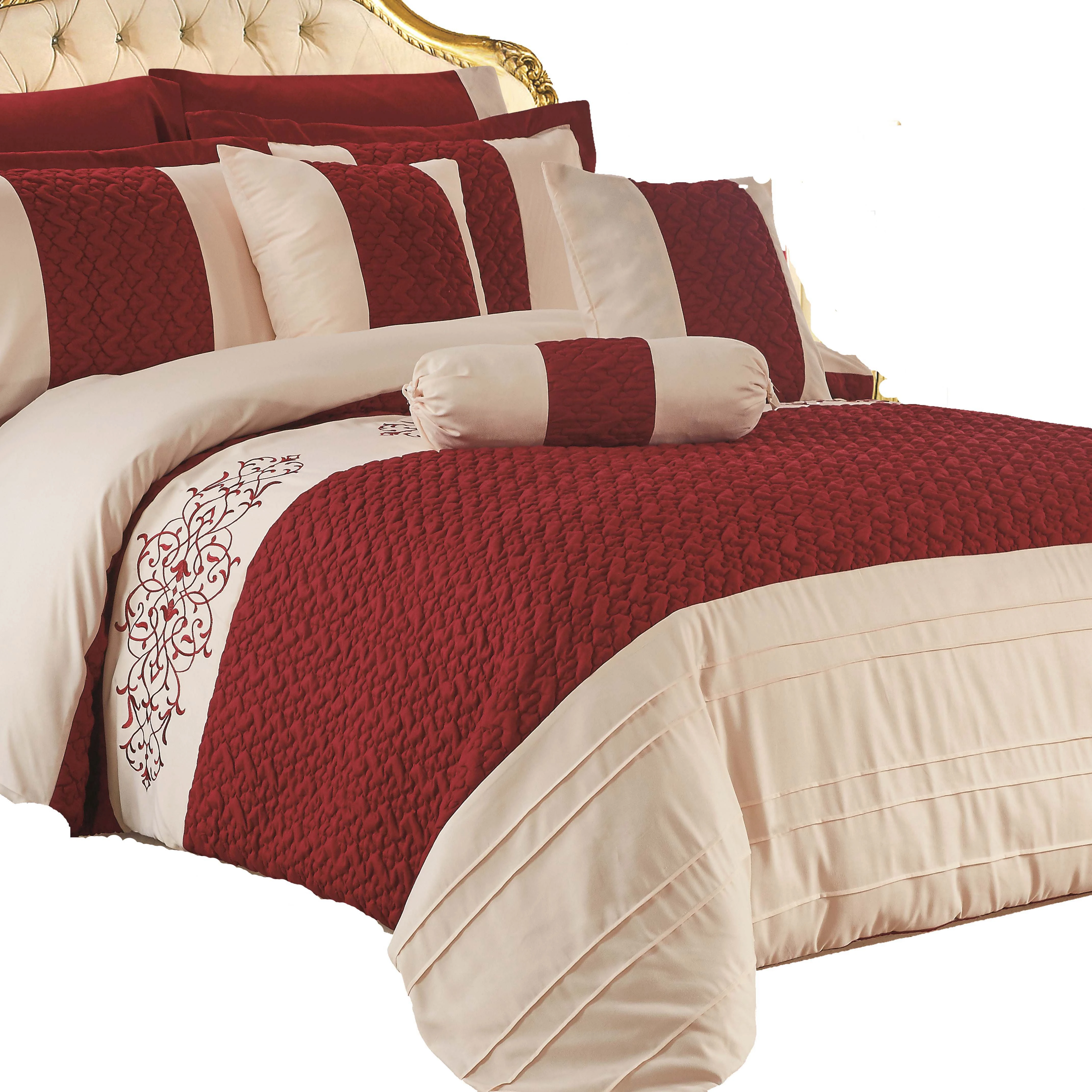 Factory 90gsm microfiber embroidery red comforter sets