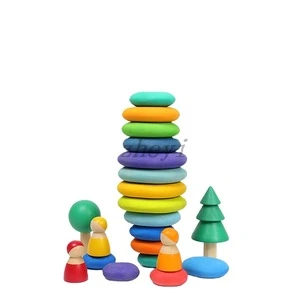 Factory direct sale baby toys parts Wooden Stacked stone wholesale montessori wooden educational toys in china manufacturers