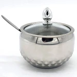 Factory direct sale Stainless steel sugar jar glass cover three flavor flavoring pot coffee companion