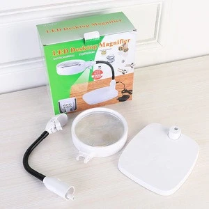 Factory price 138mm interchangeable lens inspection 6 LED lights magnifier 8x lamp