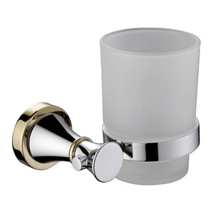 Factory price customized luxury hotel or home brass bathroom single tumbler holder with glass