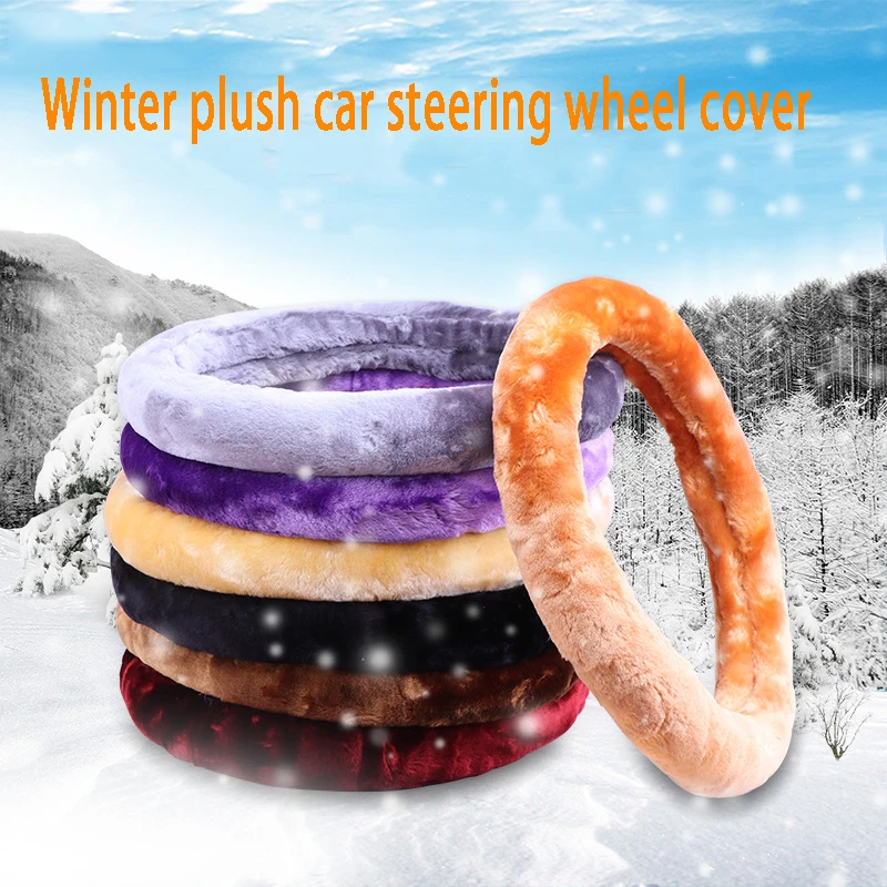 Factory price warm soft plush winter faux fur car steering wheel cover