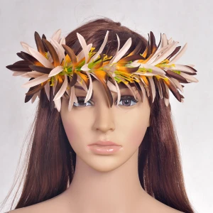 Factory Supplier HL0004B-6 3Colors 50CM Artificial Velvet Spider Lily Elastic Headband Tropical Flower Hawaii Accessories Haku