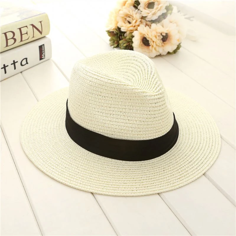 Fashion Paper Panama Summer Hat For Men 58cm 60cm 62cm  headsize Fedora Straw Custom Logo Cheaper Beach Cowboy Cheap Hats