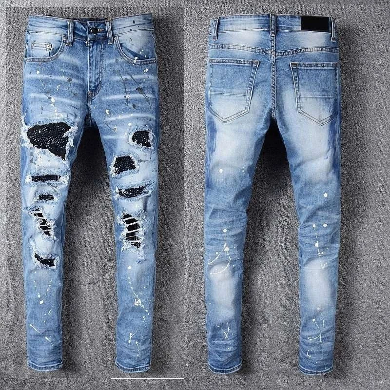 Fashion Ripped Plus Size Skinny Pants Demin Men Jeans Trousers