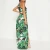 Import Floral print green tropical one shoulder cut out split leg bohemian maxi dress from China