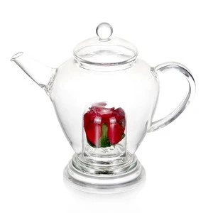flower pot coffee cup of american coffee/clear glass teapot
