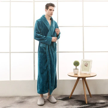 fluffy thick microfibre flannel velvet bathrobe sleep robes for lady shawl collar bathrobe coral fleece bath robe