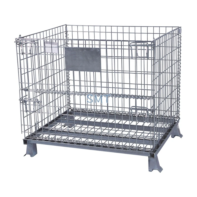 Foldable Collapsible Stackable Warehouse Storage Steel Metal Wire Mesh Roll Cage Container