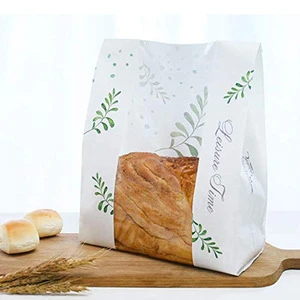 Food Grade Sealable Plastic Lined Pastry Bakery White Kraft Paper And Plastic Bread Bag With Window