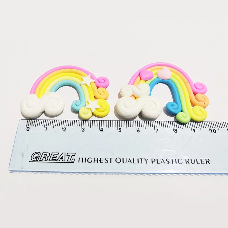 free sample flat back decorative polymer clay rainbow for diy accessories