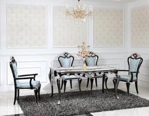 French Style Faux Marble Top Wooden Table Dining Room Furniture