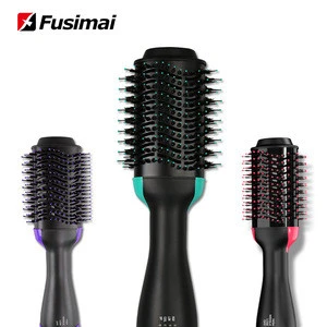fusimai 2-In-1 Negative Ion Hair Straightening Brush Salon Hot Air Brush Hair Dryer one step hair dryer brush