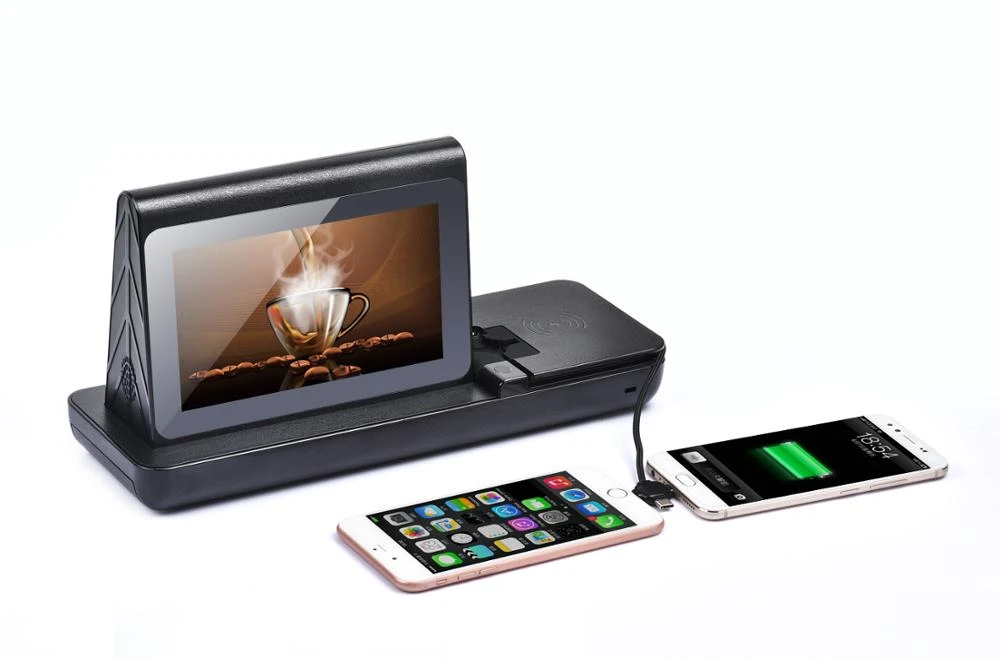 FYD-838S Advertising Restaurant Cell Phone Charging Station Table Advertising Power Bank Digital Menu Wireless Charger