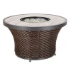 Garden Outdoor Furniture Fireplace Full Weaving Wicker Table And Chair Rattan Fire Pit