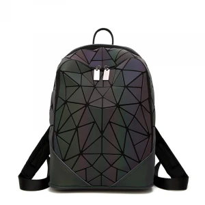 Geometric Holographic Luminous Backpack Changing Color Cute Purse  traveling backpack for women