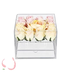 Gifts Valentines Day Eternal Roses Heads Acrylic Box acrylic flower box with drawer