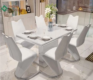 Gold luxury dining table set dining room furniture 6 chairs
