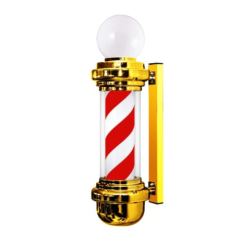 Golden hair salon open sign waterproof LED light spinning barber shop pole lamps