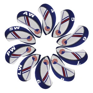 Golf White &amp; Blue US Flag Neoprene Golf Club Wedge Iron Protective Headcover for All brands