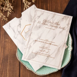 Good quality golden and nature 4-color printing wedding invitation