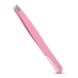 hair plucking tweezers removal trimmer stainless steel pink eyebrow tools tweezer with comb