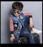 Hao Baby Boy Summer Paragraphs Embroidery And Cartoon Design With Thin Single-breasted Type Denim Vest