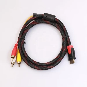 HDMI to AV Cable HDMI Male to 3RCA Video Audio AV Composite Male Cable with Nylon Mesh Braided